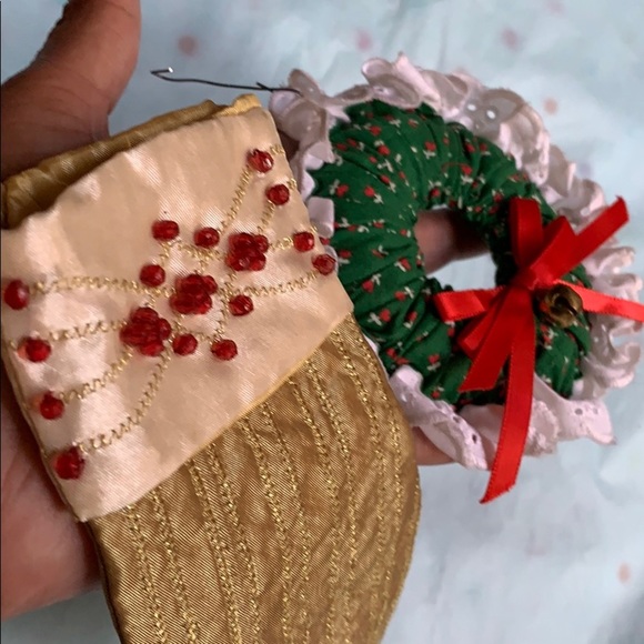 Lot of 2 Vintage Christmas Decor Wreath Stocking - Picture 8 of 8